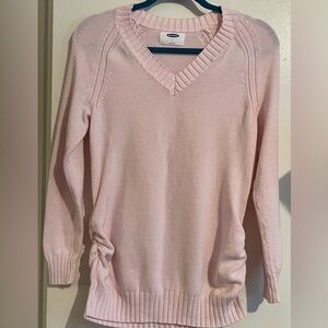 Old Navy Womens Pink Ribbed V-Neck Long Sleeve Comfort Fit Pullover Sweater M